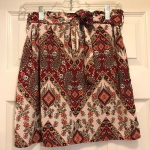 Francesca’s Collection Red Paisley A-line Skirt